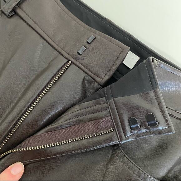 A.L.C. Vegan Leather Wide Leg Pants Brown Size 6 Career Faux Leather - Picture 5 of 9